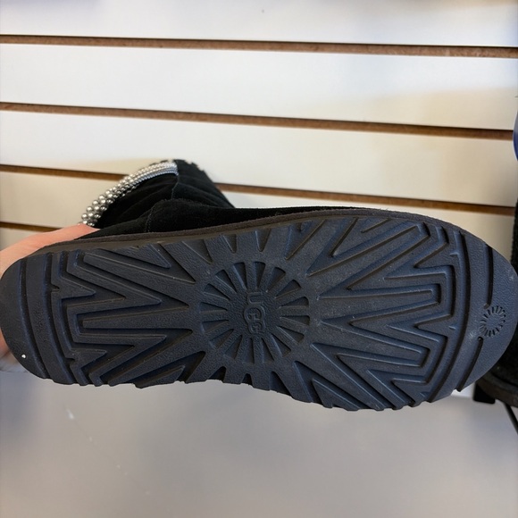 UGG Black Suede Women's Boots with Pearl Accents - Picture 3 of 3